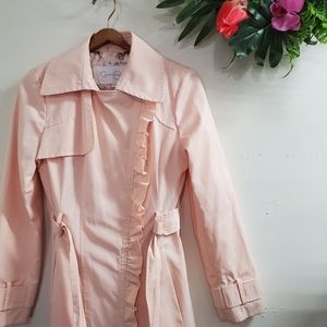 Jessica Simpson Pink Ruffle jacket trenchcoat s